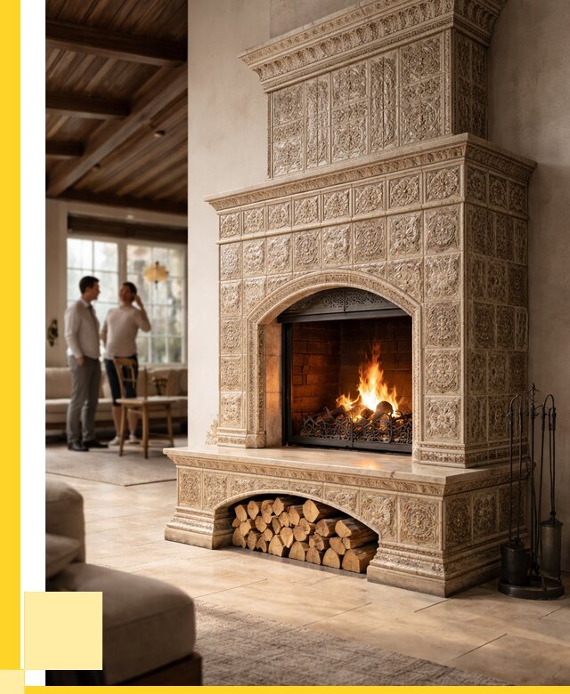 Купить изразцовый камин в Костомукше от 255050 р. | ЭриданКтм