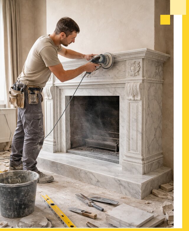 Изготовление и установка мраморных каминов в Костомукше под ключ