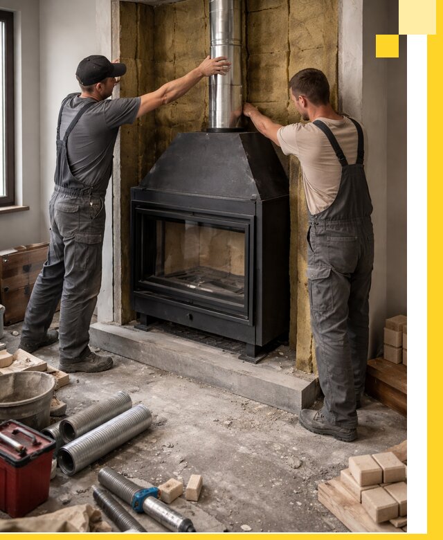 Изготовление и монтаж закрытых каминов в Костомукше под ключ