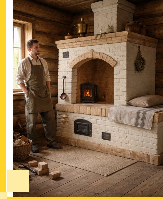 Русские печи с лежанкой под ключ в Костомукше от 153030 р. ЭриданКтм