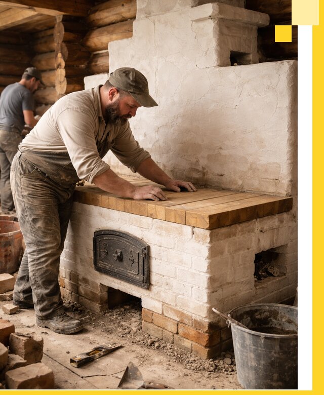 Проектирование и установка русской печи с лежанкой в Костомукше