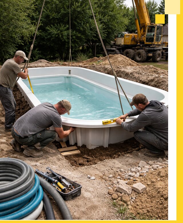 Установка и монтаж композитных бассейнов под ключ в Костомукше