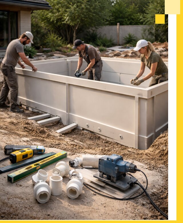 Установка полипропиленовых бассейнов под ключ в Костомукше