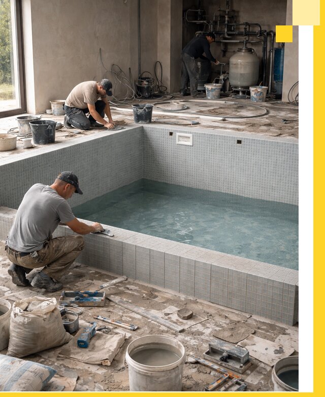 Строительство и монтаж бассейнов в помещении в Костомукше