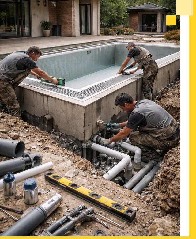 Строительство переливных бассейнов в Костомукше под ключ