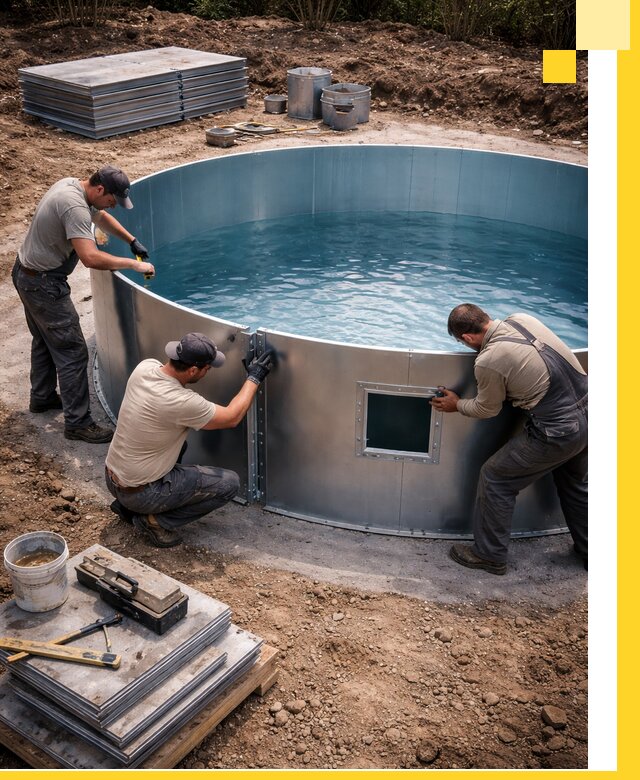 Круглые бассейны под ключ в Костомукше проектирование и монтаж