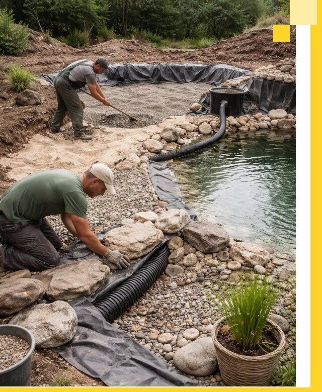 Строительство природных бассейнов и озер в Костомукше под ключ