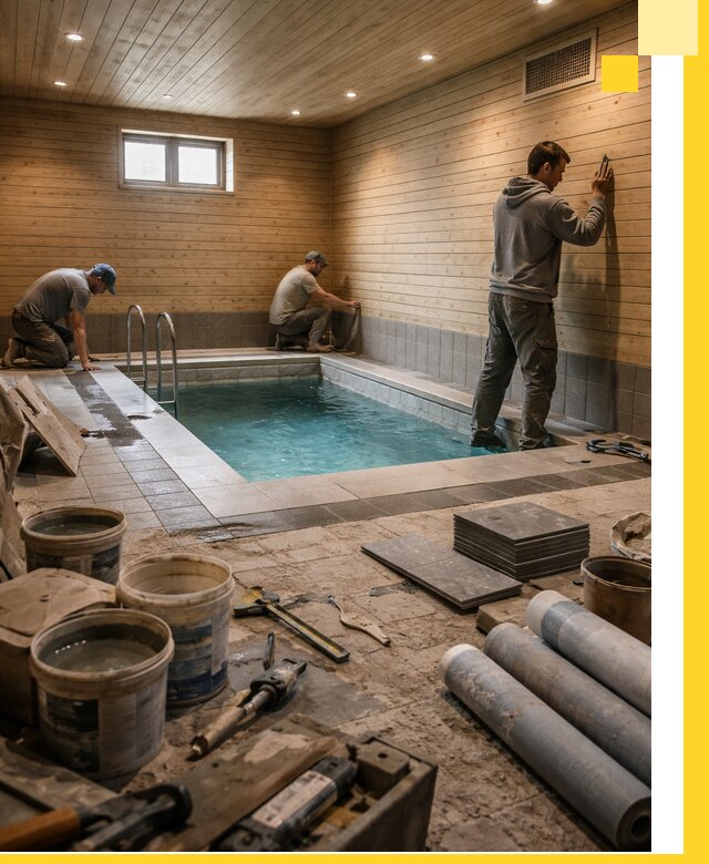 Строительство бани с бассейном и сауной под ключ в Костомукше