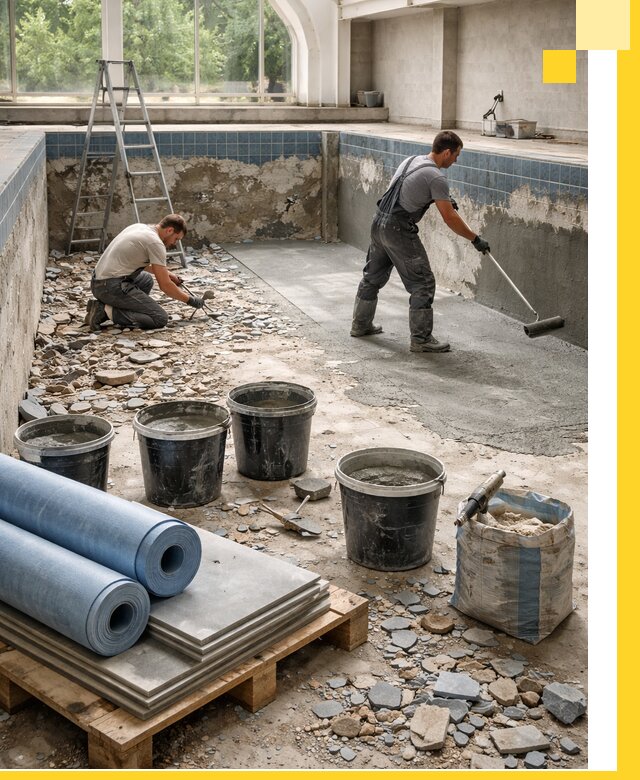 Реконструкция бассейнов в Костомукше: ремонт, гидроизоляция