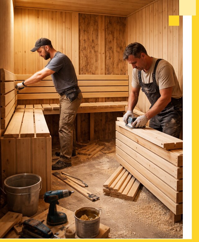 Профессиональный комплексный ремонт саун под ключ в Костомукше