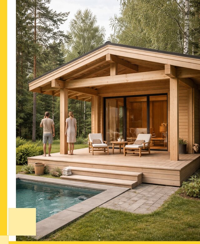 Бани с террасой под ключ в Костомукше от 612120 р. | ЭриданКтм