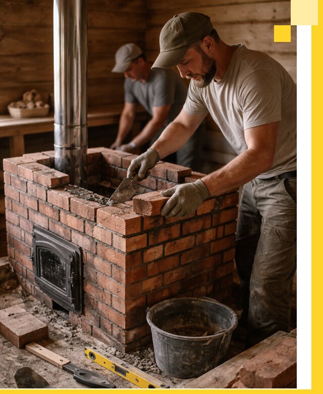 Кирпичные печи для бани под ключ в Костомукше, проект и монтаж