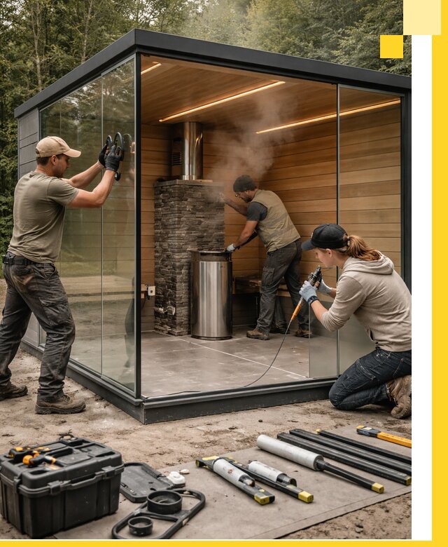 Проектирование и строительство стеклянных бань в Костомукше