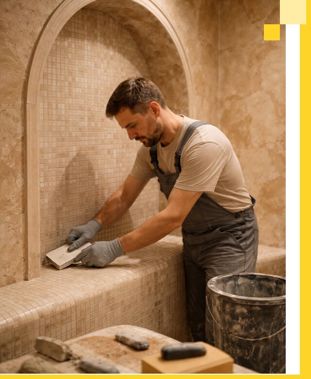 Профессиональная отделка хамамов с мозаикой под ключ в Костомукше