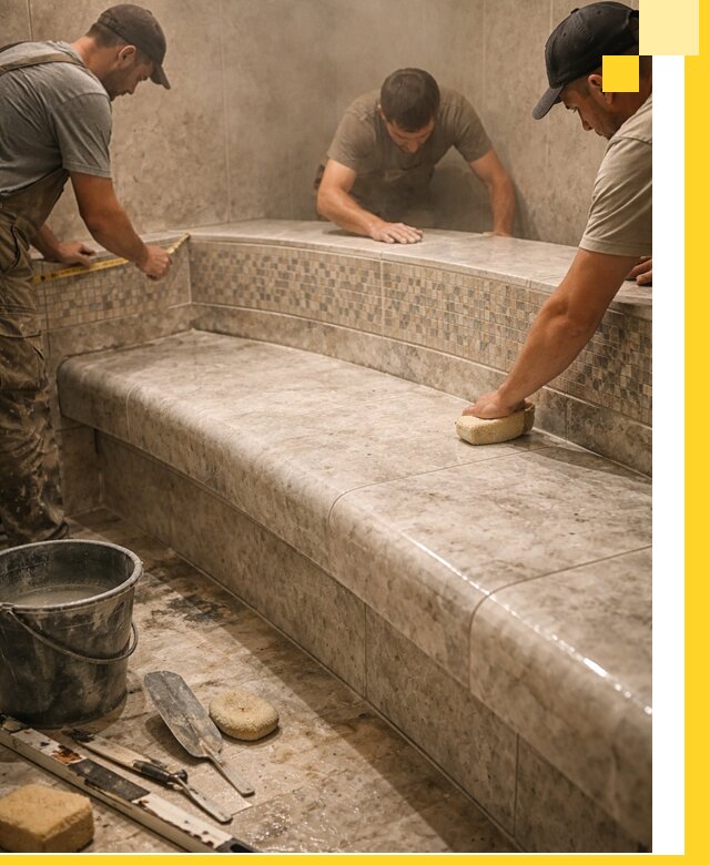 Изготовление и установка сидений для хамама в Костомукше